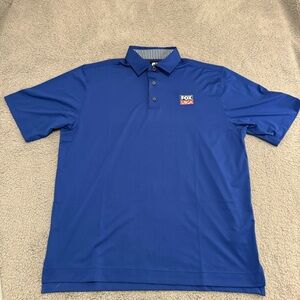 Footjoy Polo Shirt Men Large Blue‎ Golf Performance Moisture Wicking FJ Fox USGA